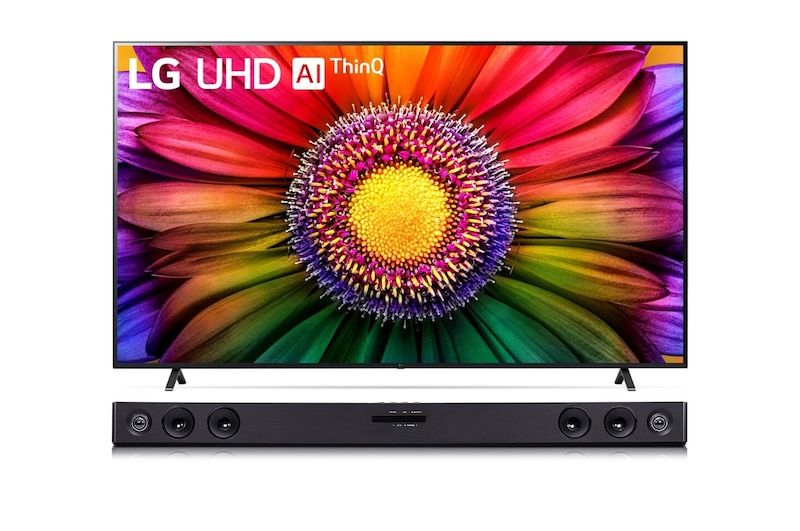 LG Pantalla LG AI UHD ThinQ UR8750 86 pulgadas 4K SMART TV + LG Sound Bar SK1D, 86UR8750PSA.SK1D