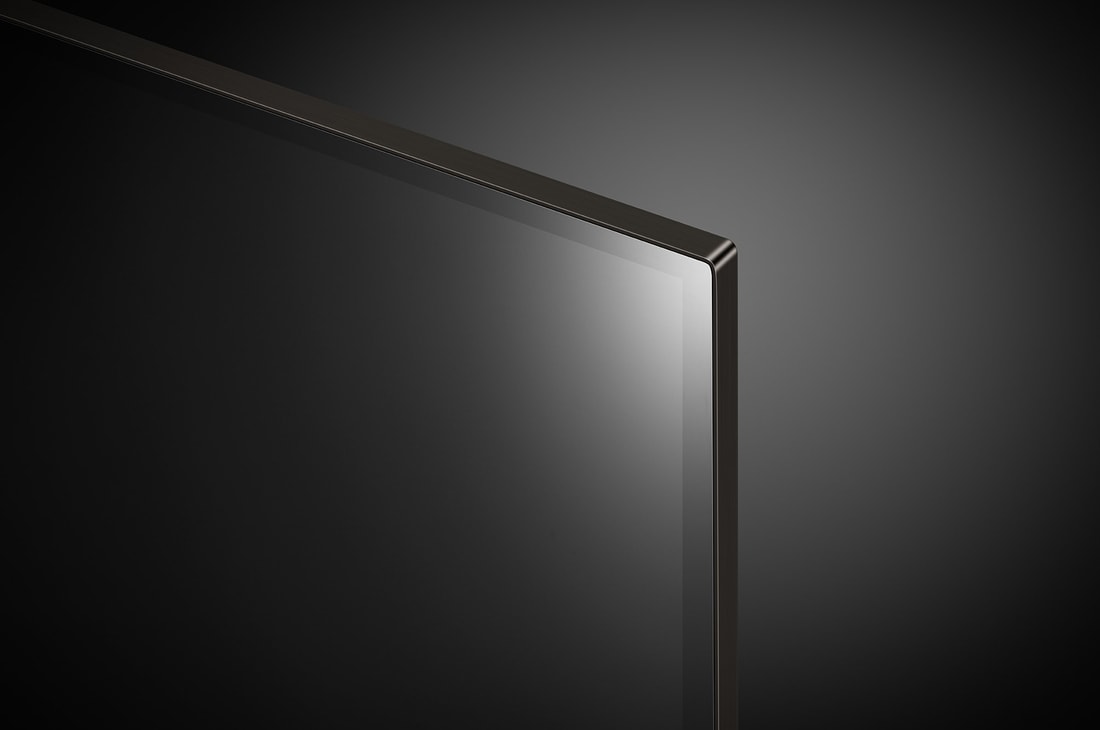 Close-up of LG OLED evo TV, OLED C4 showing the top edge