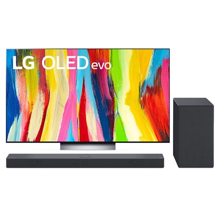 LG OLED55C2PSA Front view  + soundbar 