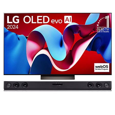 Pantalla LG AI OLED evo 65 pulgadas 4K SMART TV 2024 ThinQ AI + LG Sound Bar SK1D