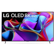 Vista frontal con LG OLED y Emblema 10 Años Marca OLED No.1 en el Mundo en la pantalla, así como la barra de sonido.