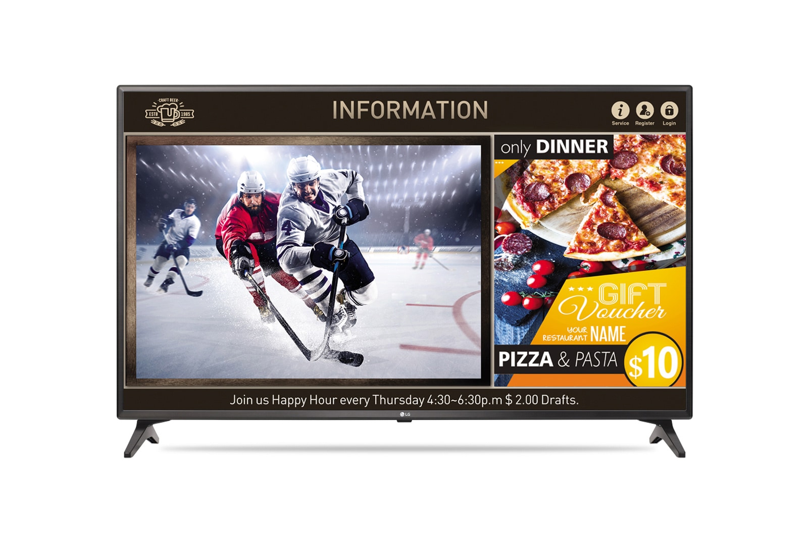 Vista frontal de 43&#34; TV Signage 43LV640S