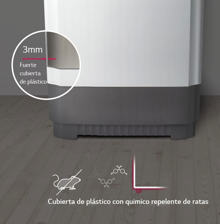 Estas nuevas lavadoras semiautomáticas LG tienen un sistema anti roedor protegiéndolo y mejorando su durabilidad.
