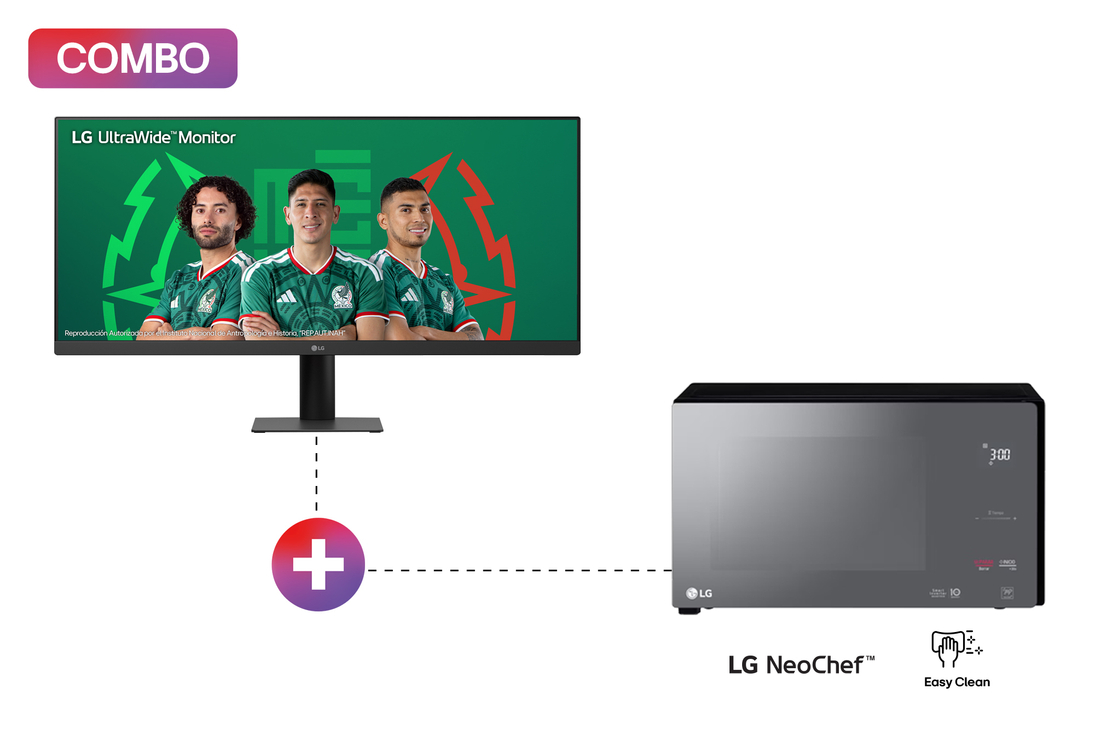 LG Monitor LG UltraWide con pantalla IPS 21:9 WFHD (2560x1080) de 29 pulgadas + Horno Microondas NeoChef™ 1.5 pies³ EasyClean, 29U511.MS1596