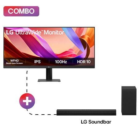Monitor LG UltraWide con pantalla IPS 21:9 WFHD (2560x1080) de 29 pulgadas + LG Soundbar | Barra de Sonido S30A | 140W | 2.1 canales | WOW Orchestra e interfaz WOW - 29U511.S30A