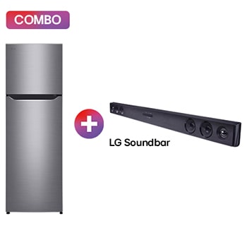 Vista frontal de Refrigerador LG Top Freezer 9 pies³ -GT32BP + LG Soundbar | Barra de sonido LG SK1D | 2.0 canales | conectividad Bluetooth® GT32BPOB.SK1D