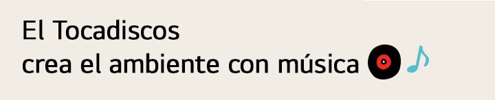 El título dice: El Tocadiscos crea el ambiente con música.
