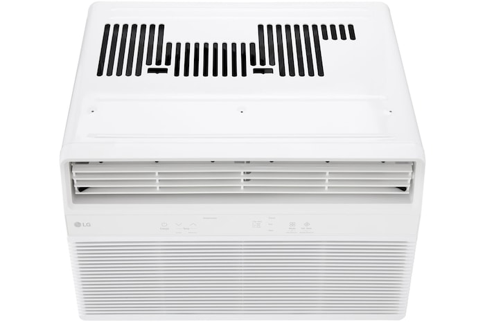 Top-down front view of window air conditioner