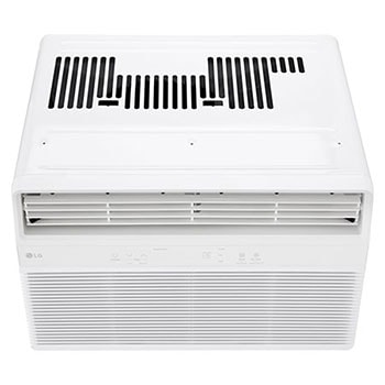 Top-down front view of window air conditioner
