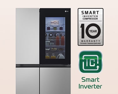  Refrigerador LG Side by Side con el logotipo de Smart Inverter.
