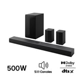 Soundbar de cine en casa LG de 5.1.1 canales con Dolby Atmos y altavoces traseros S70TR