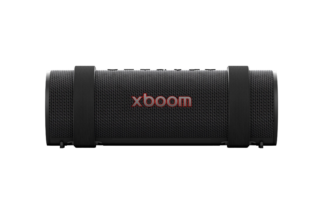 Vista frontal de la LG xboom Grab by will.i.am | Bocina Bluetooth portátil | xboom Signature Sound con portabilidad suprema