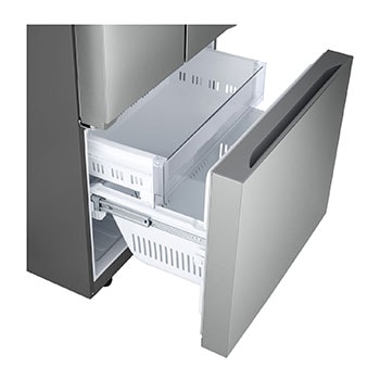 detailed view of the freezer drawers