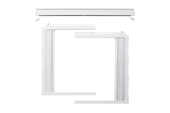 Angled view of window air conditioner