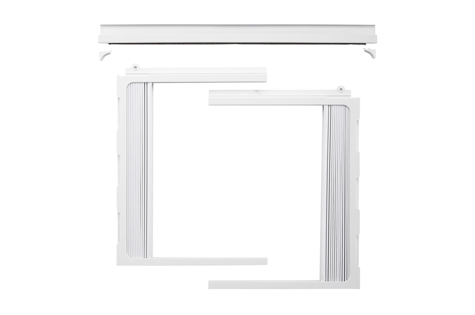 Angled view of window air conditioner