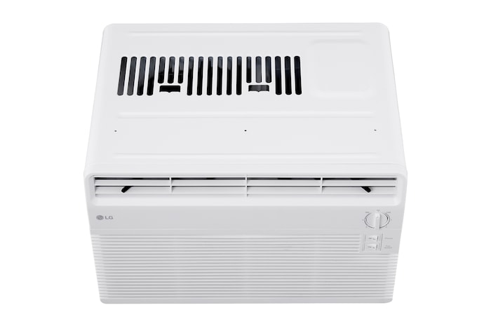 Top-down front view of window air conditioner