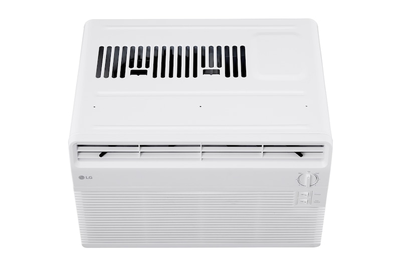 Top-down front view of window air conditioner