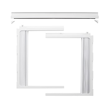 Angled view of window air conditioner
