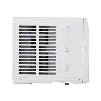 Side-open view of a window air conditioner showing installed accessories