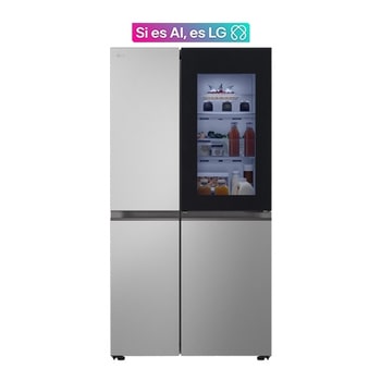 Front view of 416L Side-by-side Refrigerator Essence matte black with InstaView™, LinearCooling™, DoorCooling+ ™ ({Sales Model Code})