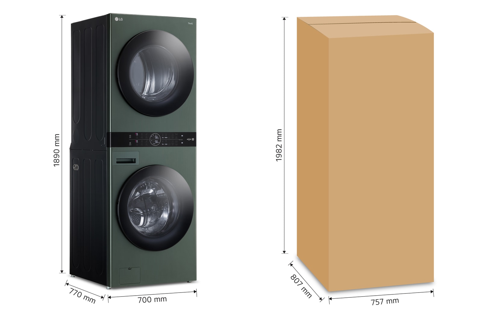 LG Torre de lavado WashTower™ con AI DD™ 22kg (con Secadora de gas), WK22GGS6