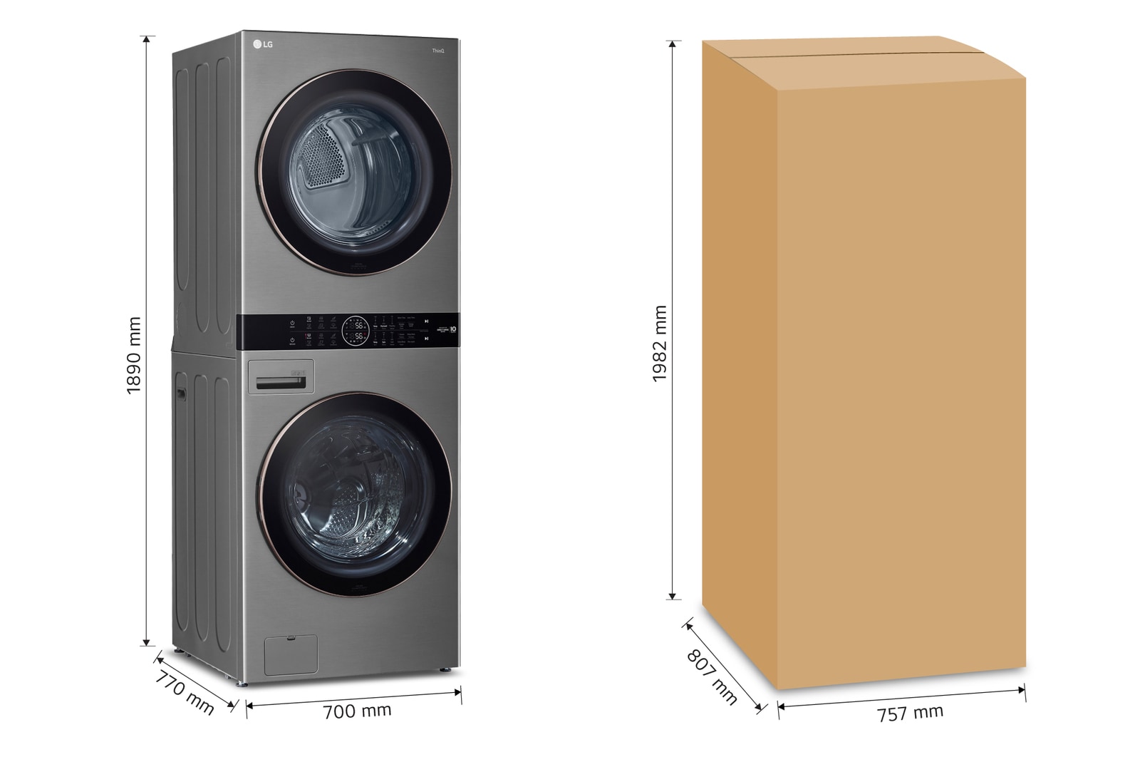 LG Torre de lavado WashTower™ con AI DD™ 22kg (con Secadora de gas), WK22VS6P