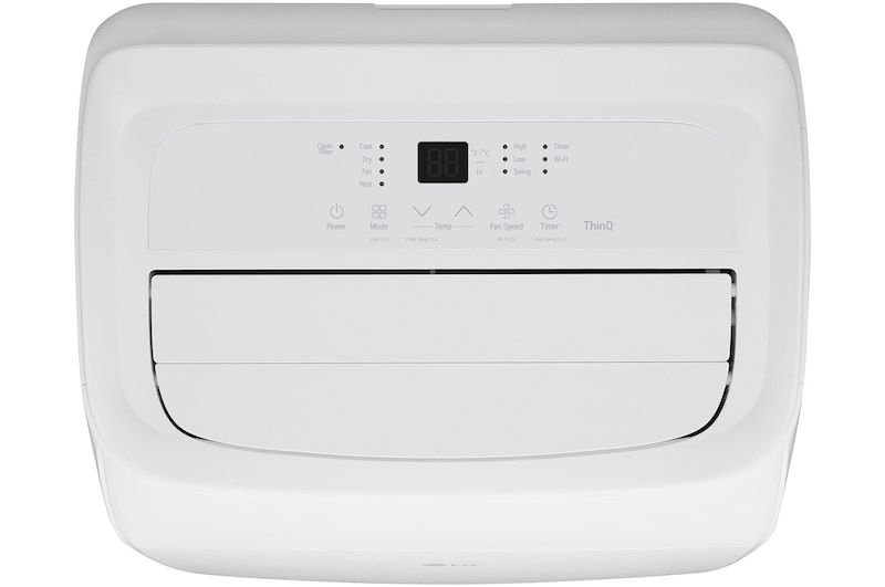 Close-up of a portable air conditioner's control panel