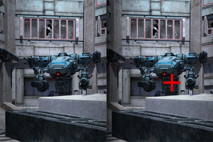 Crosshair con punto de mira fijo en el centro para mayor precisión.