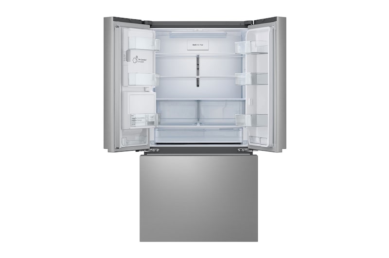 Front view top door open without food