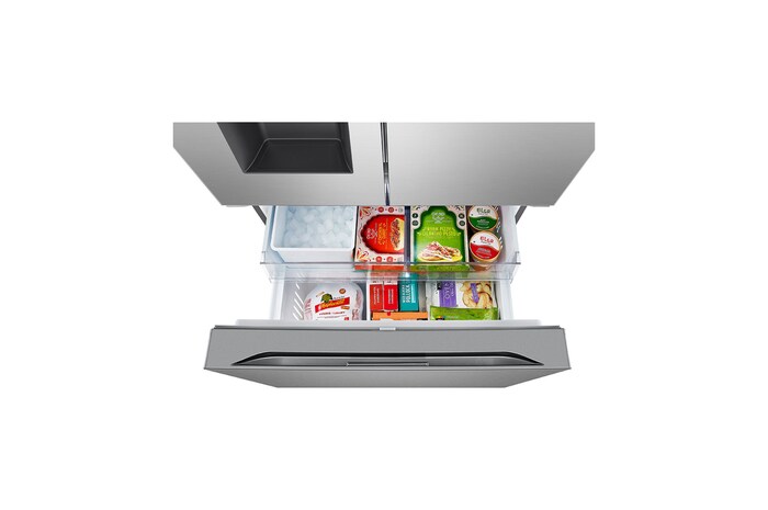 bottom drawer top view with food