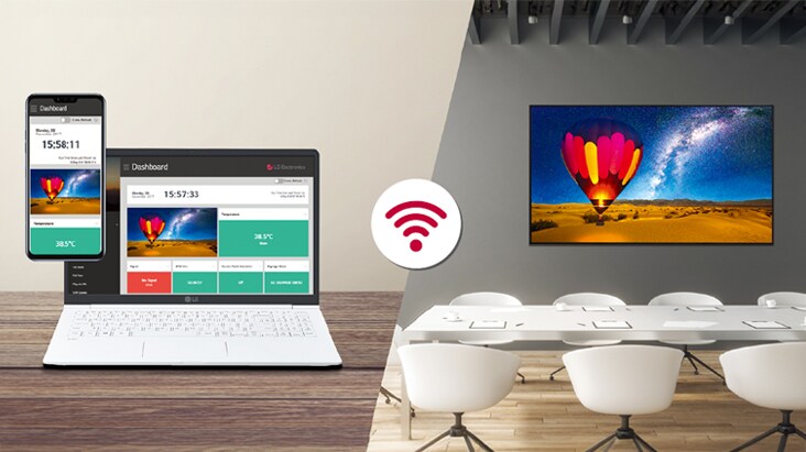 La serie UL5Q-E se puede controlar y supervisar de forma remota a través de Control Manager mediante dispositivos móviles y/o computadoras portátiles.