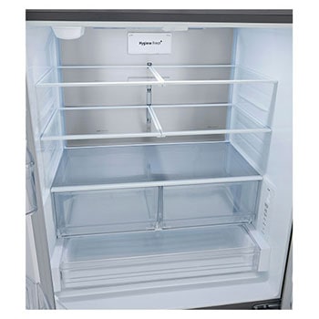 Vista cercana de la parte del refrigerador de un refrigerador de varias puertas.