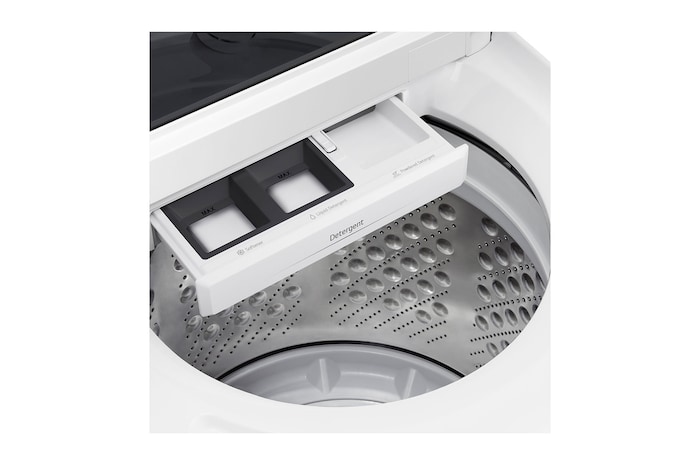 Water spray and arrows inside washer drum visualizing fast cleaning action of TurboWash™.