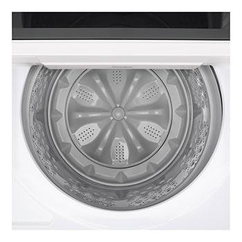 Top loading washing machine with lid in motion, showing soft closing door function.