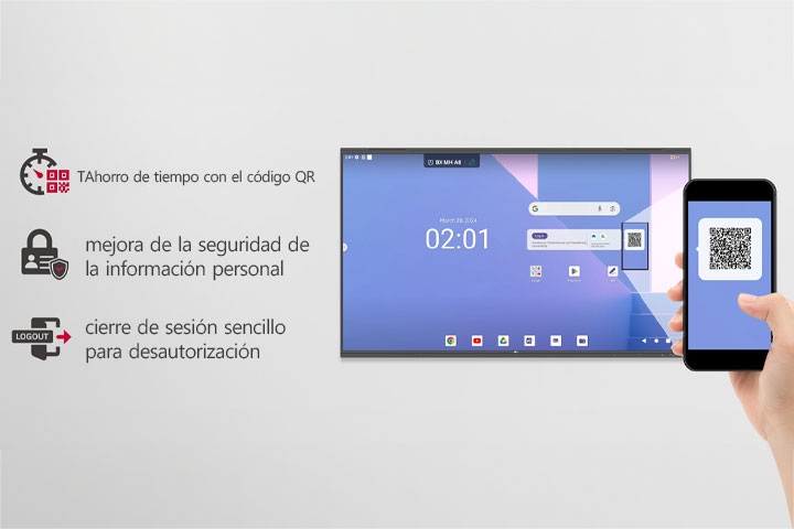 Iniciar sesión con un código QR es fácil, lo que ahorra tiempo en la preparación de las reuniones y mejora la seguridad de la información personal. Basta con cerrar sesión para proteger la información.