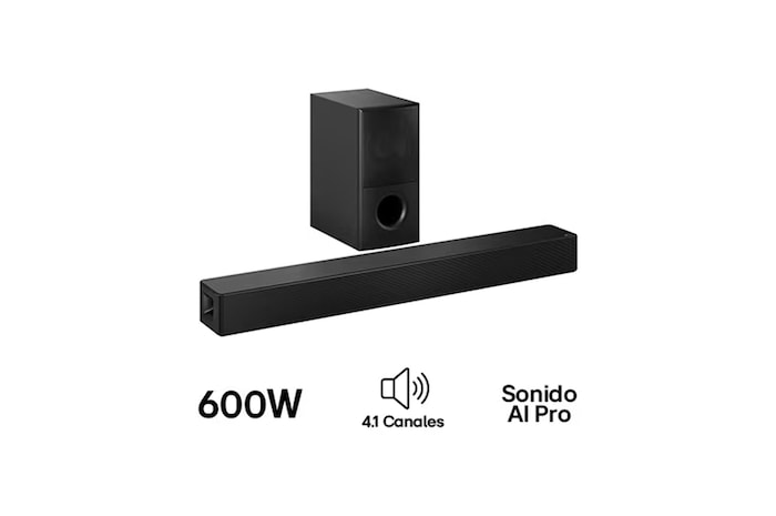 Vista frontal de la 4.1 canales Barra de sonido LG para TV con Dolby Atmos SH5A