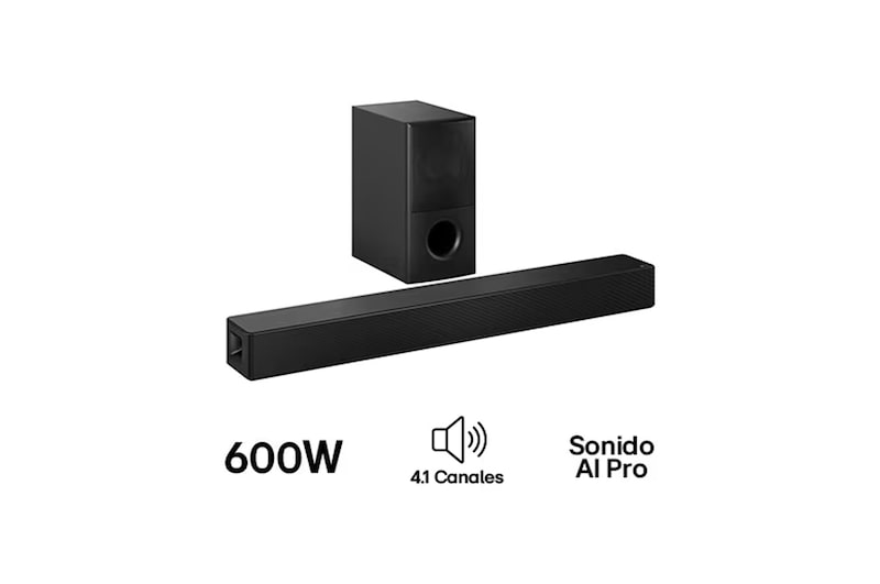 Vista frontal de la 4.1 canales Barra de sonido LG para TV con Dolby Atmos SH5A