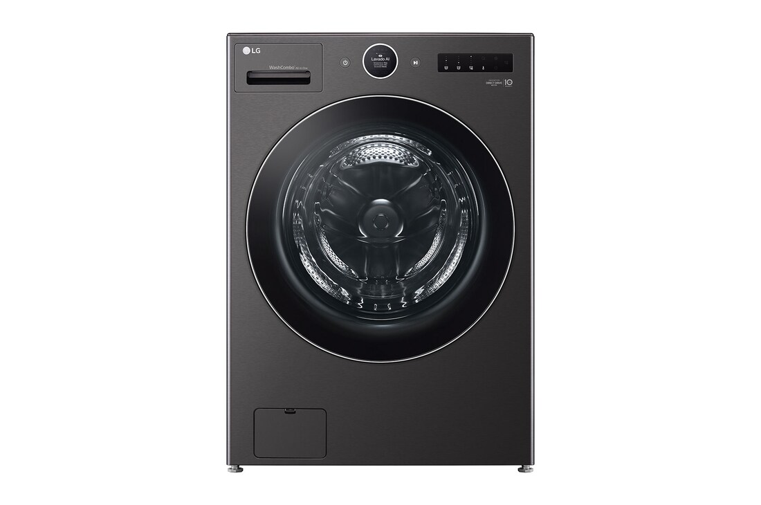 Front view of 22kg Washer Dryer Combo Black Steel - 2-in-1 washcombo, AI Wash 2.0