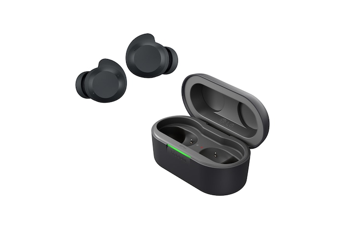 cradle side view with earbuds apart