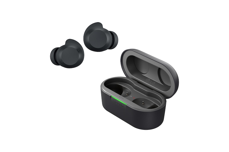 Vista frontal de LG xboom Buds Plus by will.i.am - |Audífonos Bluetooth | xboom Signature Sound con driver de grafeno | Color Blanco BUDSPLUS NEGROS