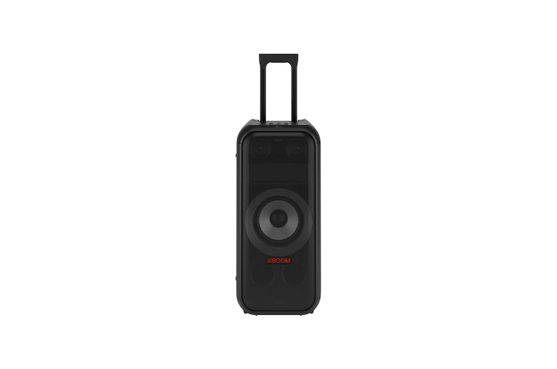 Close up of speaker top. It shows buttons and LG logo.