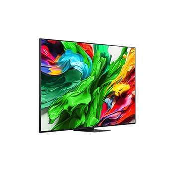 Slightly-angled right-facing side view of LG QNED evo QNED85 TV