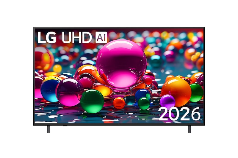 Front view of 65 inch LG 4K UHD AI TV UA80 HDR10 (2026) 65UA8055PSA