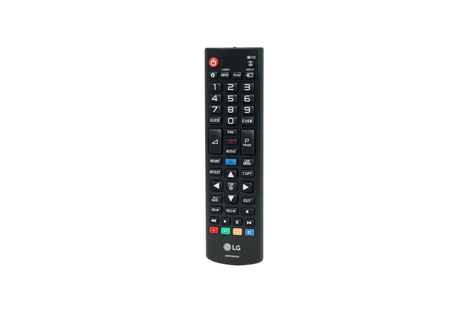 Front view of TV Remote Controller AKB75055702