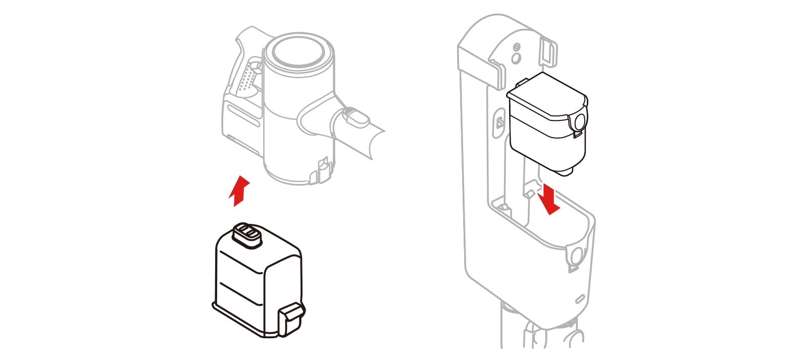 The battery is located on the bottom surface of the product handle