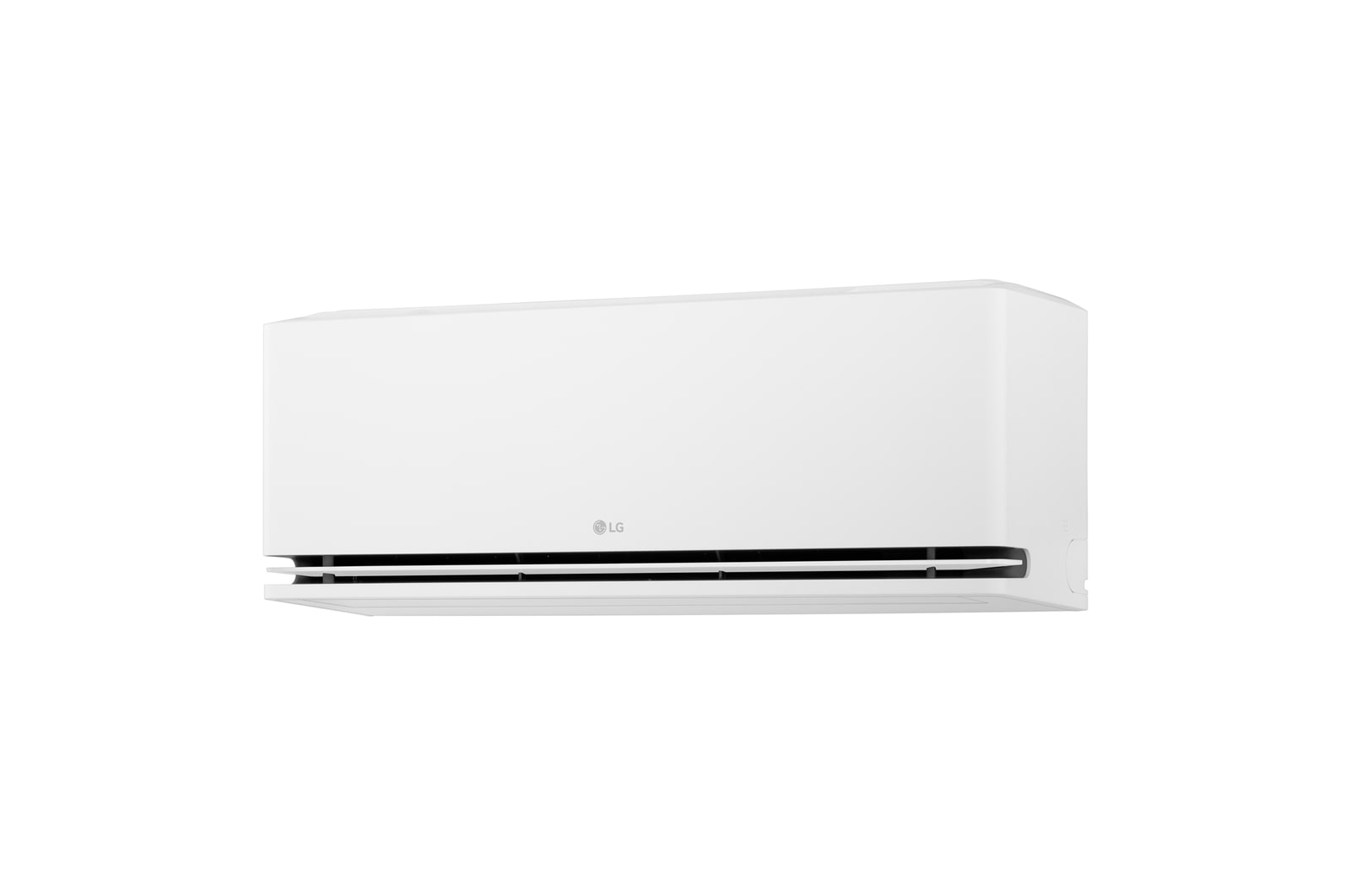 Right-side view of an LG air conditioner with the lower vane closed
