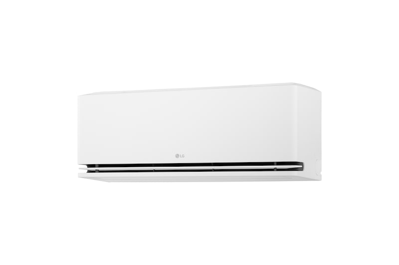 Right-side view of an LG air conditioner with the lower vane closed