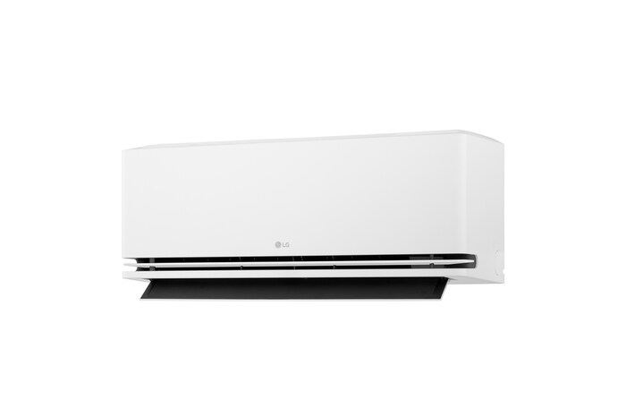 Right-side view of an LG air conditioner with the lower vane open