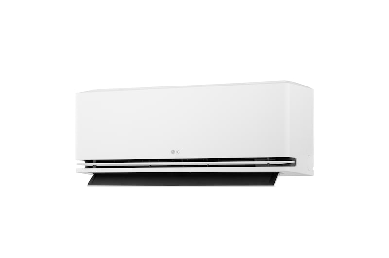 Right-side view of an LG air conditioner with the lower vane open