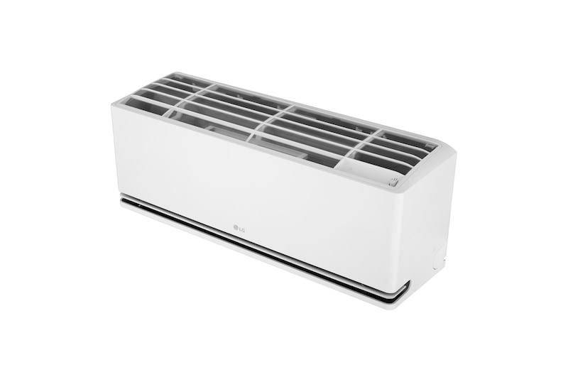 Front-right angled top view of LG air conditioner